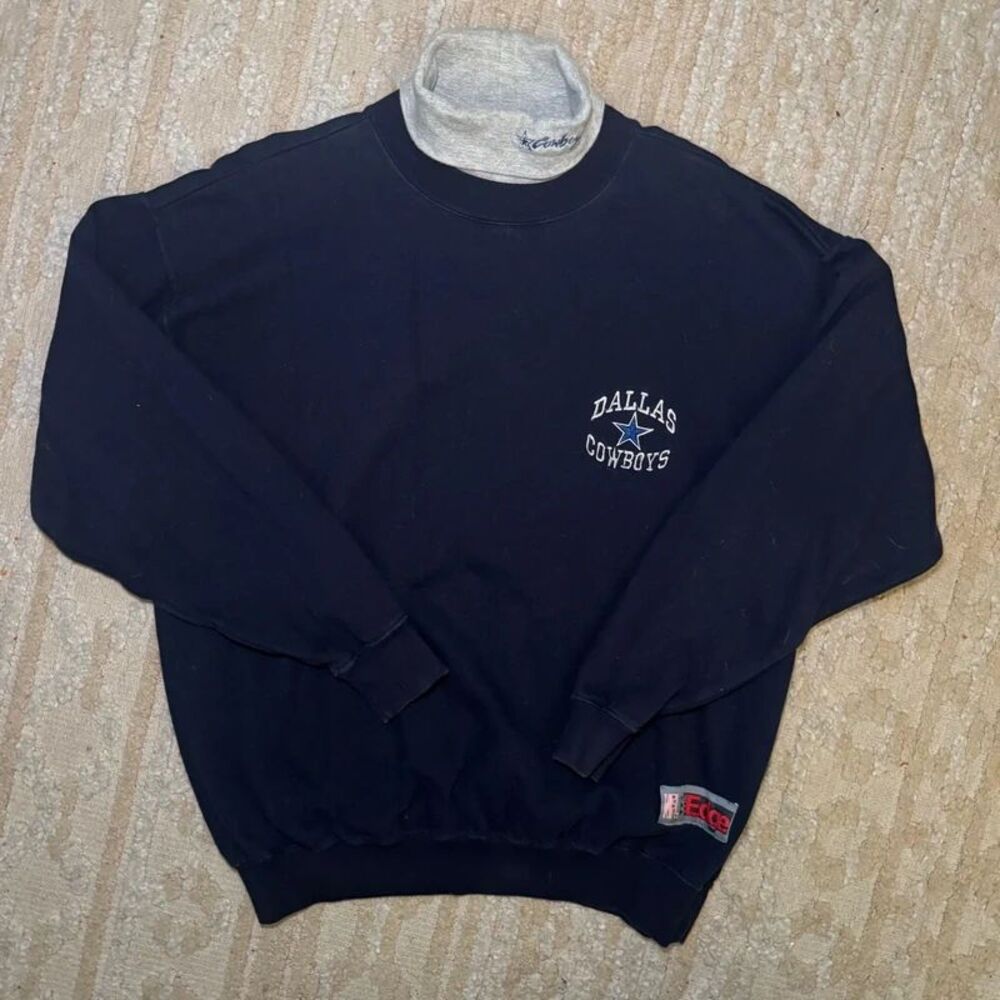 Vintage 90s NFL The Edge Dallas Cowboys Turtleneck Sweatshirt XL 1996